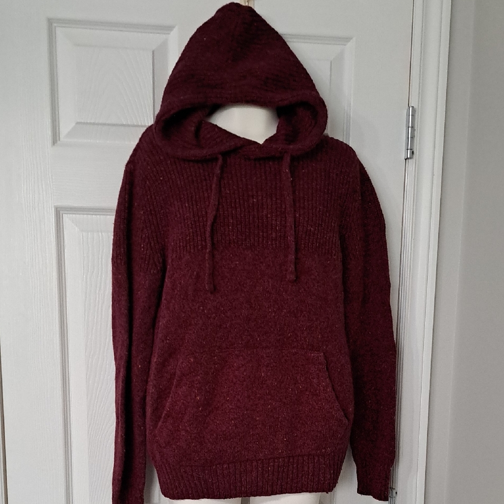 American Eagle Cotton/Silk/Wool Knit Plum Hoodie M